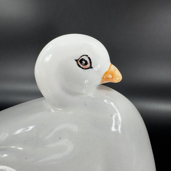 Vintage Italian Art Pottery Ruffled Fluffy Dove Large Hand Painted Pigeon Bird - Picture 7 of 15